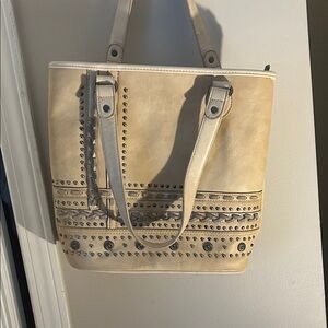 Montana West Beige Studded Tote Bag